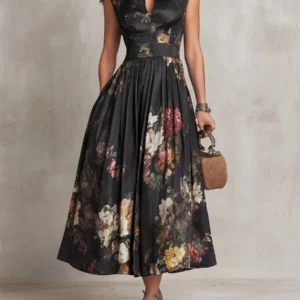 Women Fit and Flare Black Maxi/Full Length Dress